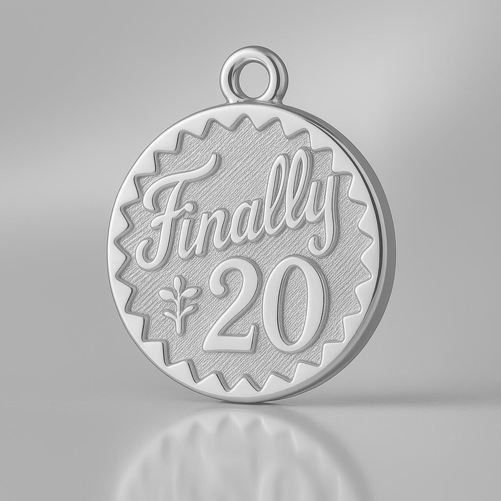 9ct White Gold - Finally 20 Amulet Charm