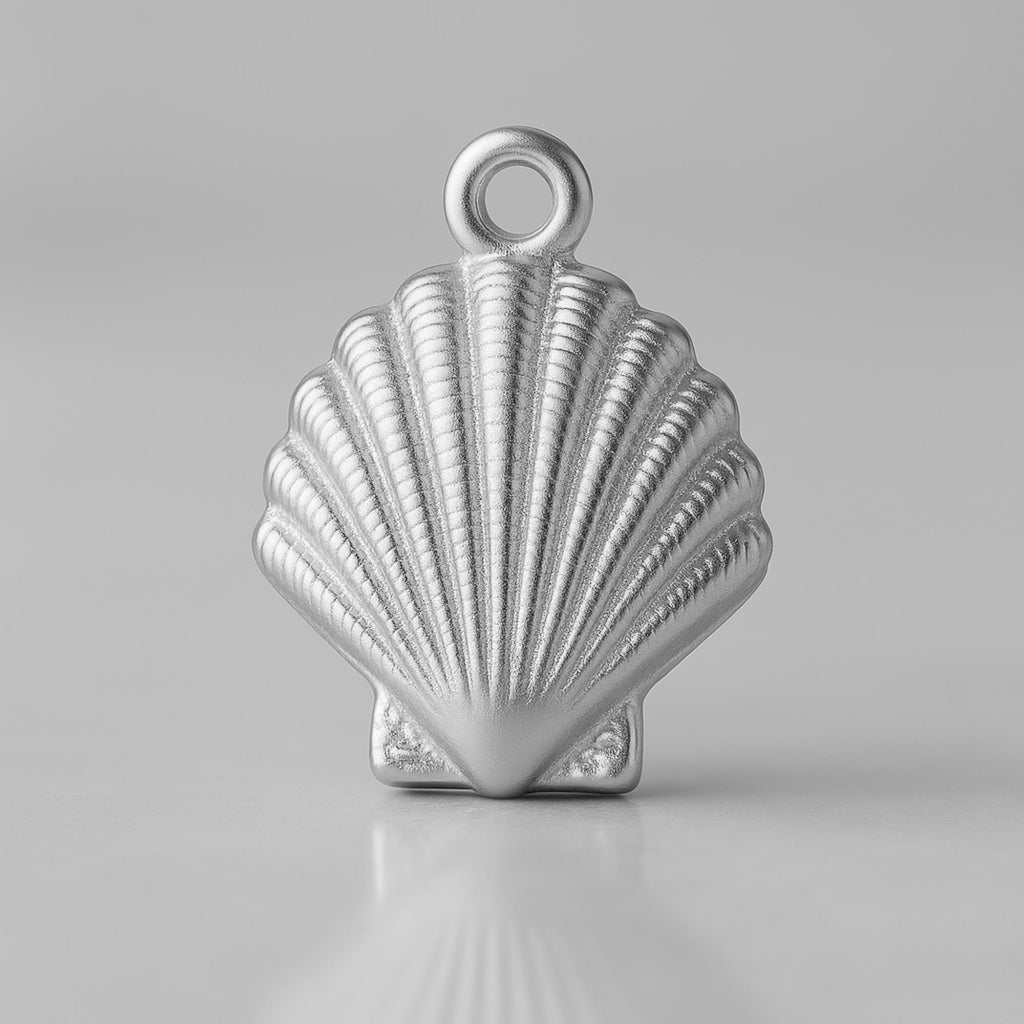 9ct White Gold - Scallop Beach Shell Charm