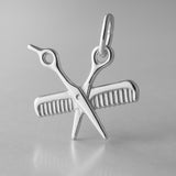 18ct White Gold - Scissors & Comb Charm