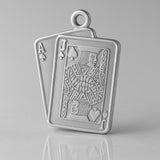 9ct White Gold - Blackjack Playing Cards Charm