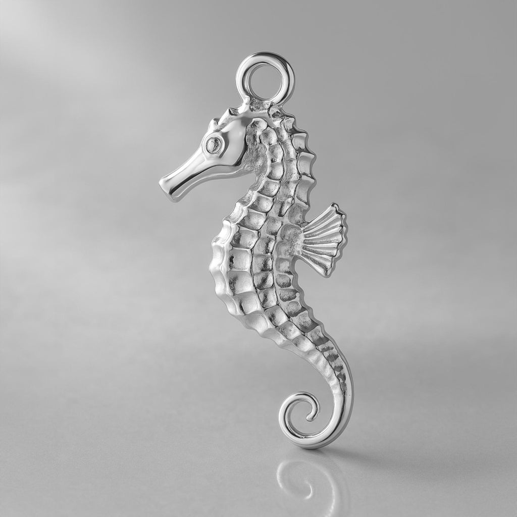 18ct White Gold - Scaled Seahorse Charm