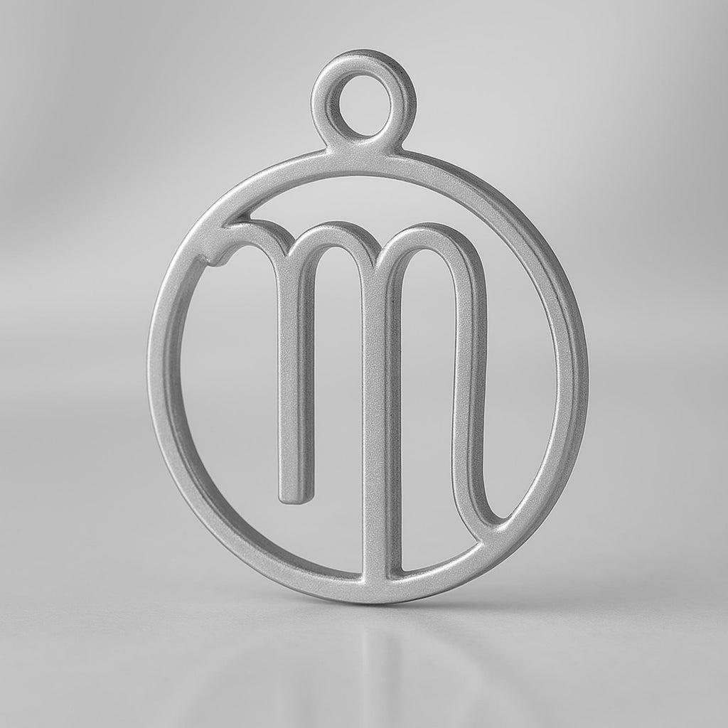 9ct White Gold - Virgo Zodiac Round Charm