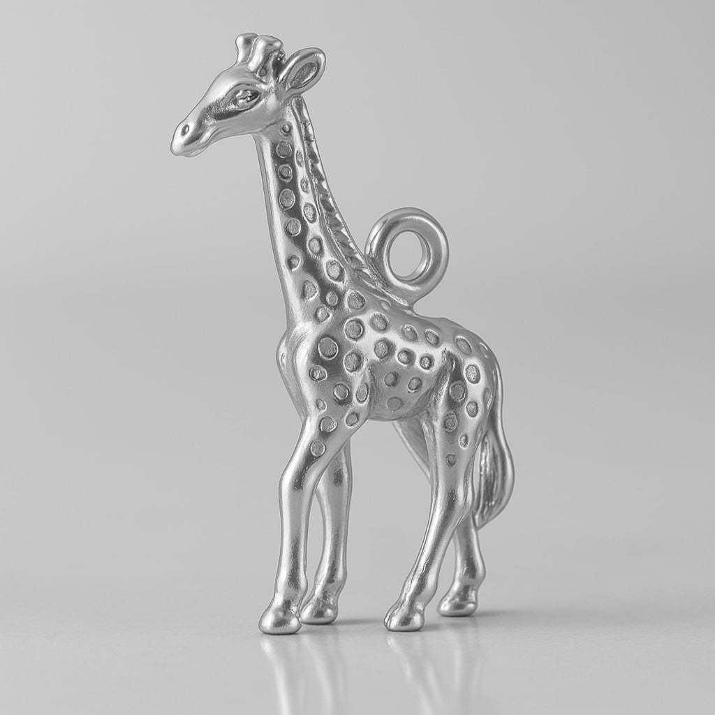 9ct White Gold - Western Giraffe Charm