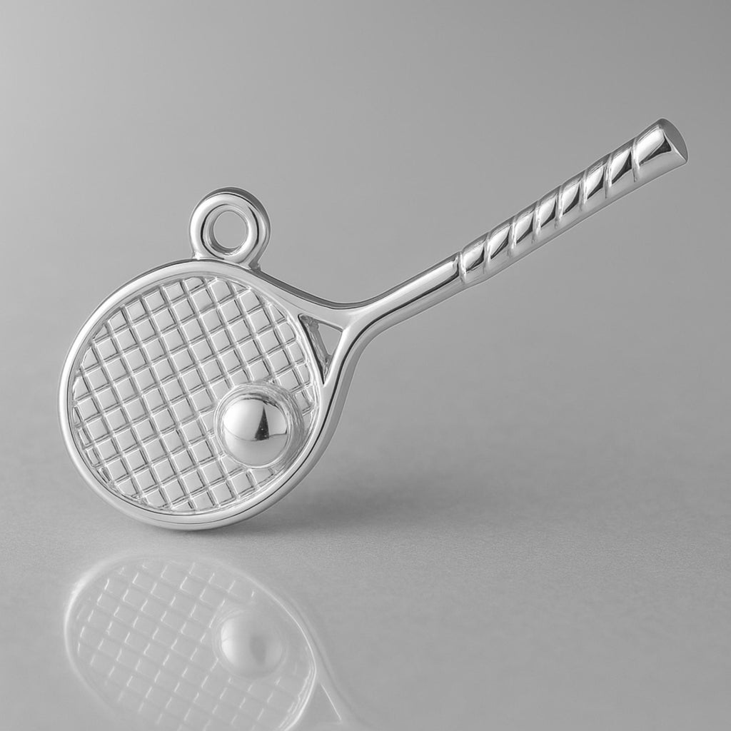 9ct White Gold - Tennis Racket Charm