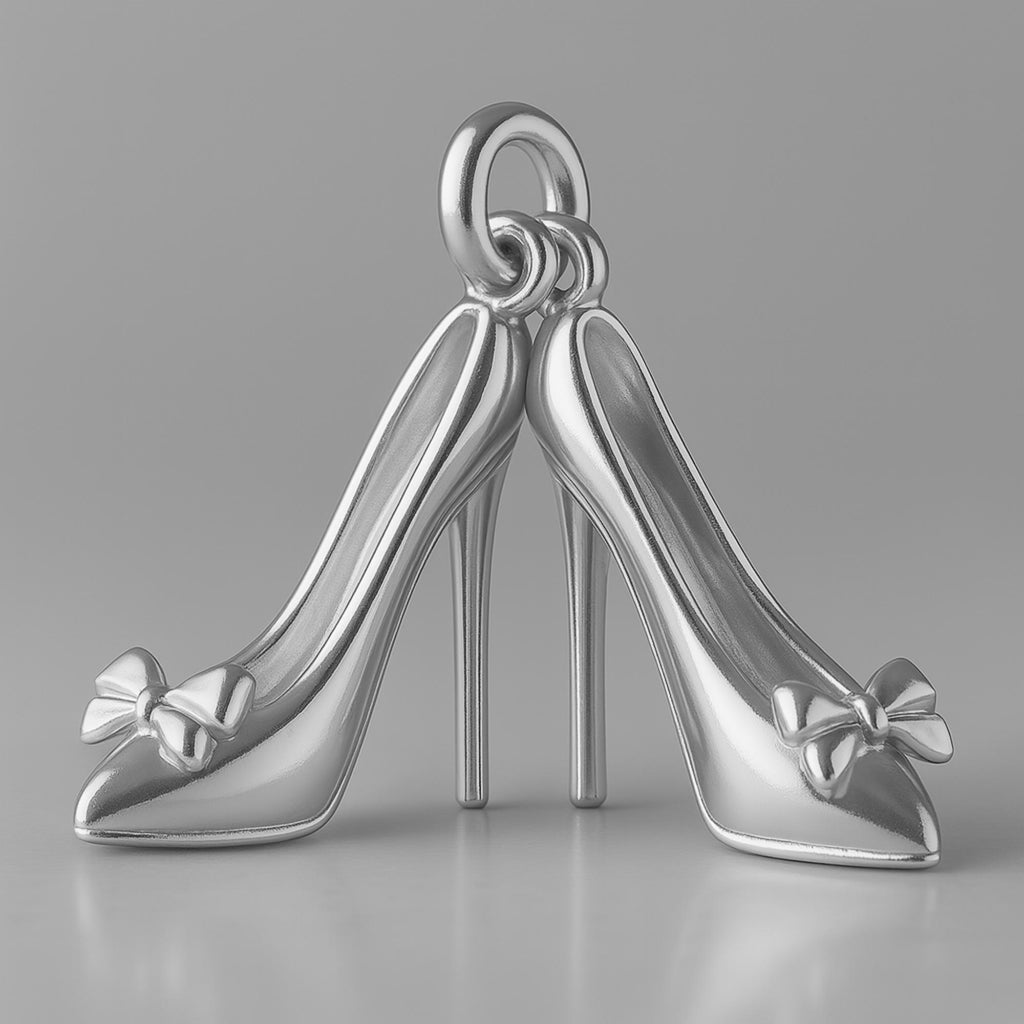 18ct White Gold - Bow Toe Stiletto Pair Charm