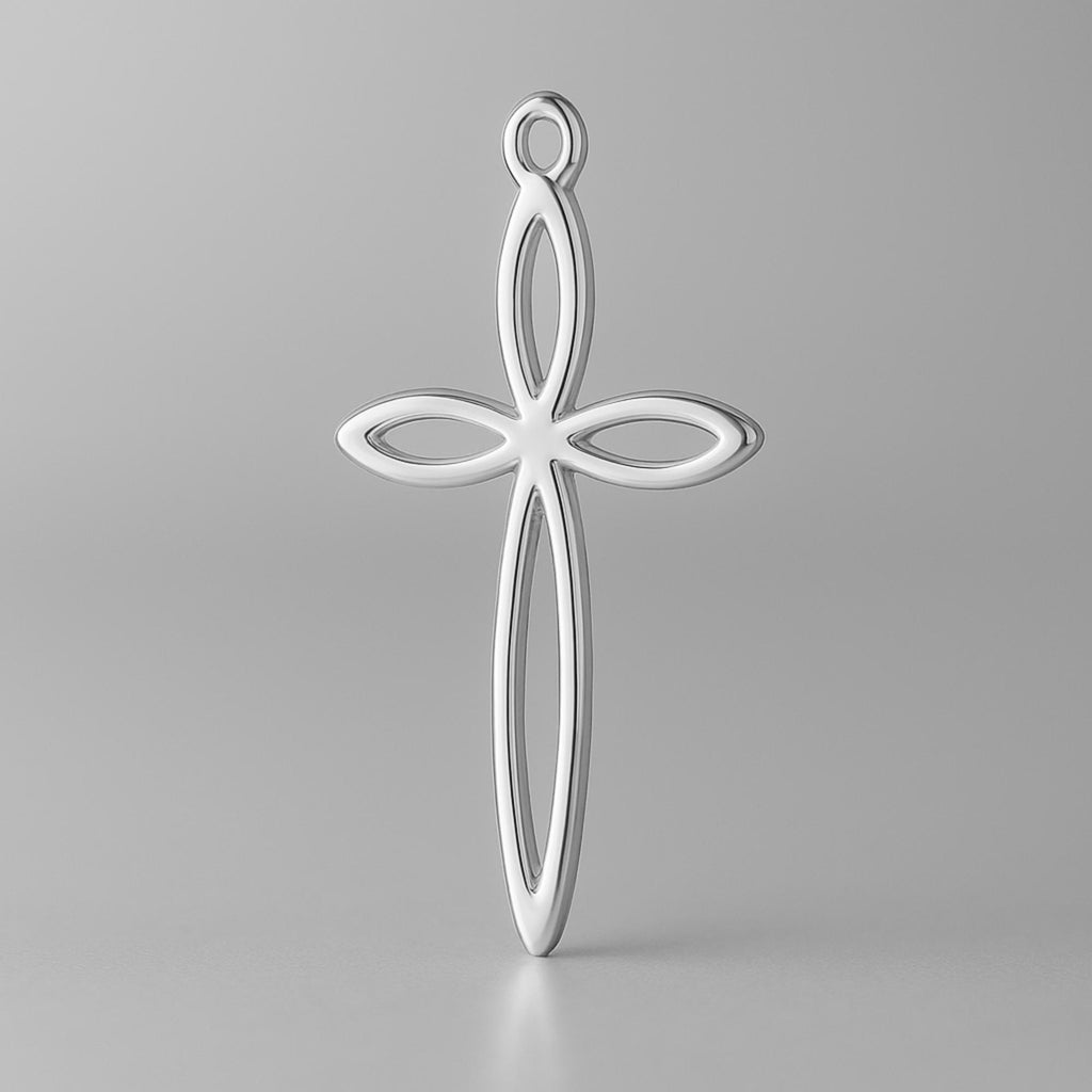 18ct White Gold - Marquise Petal Crucifix Charm