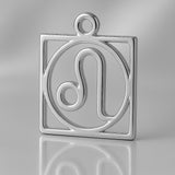 18ct White Gold - Leo Zodiac Square Charm