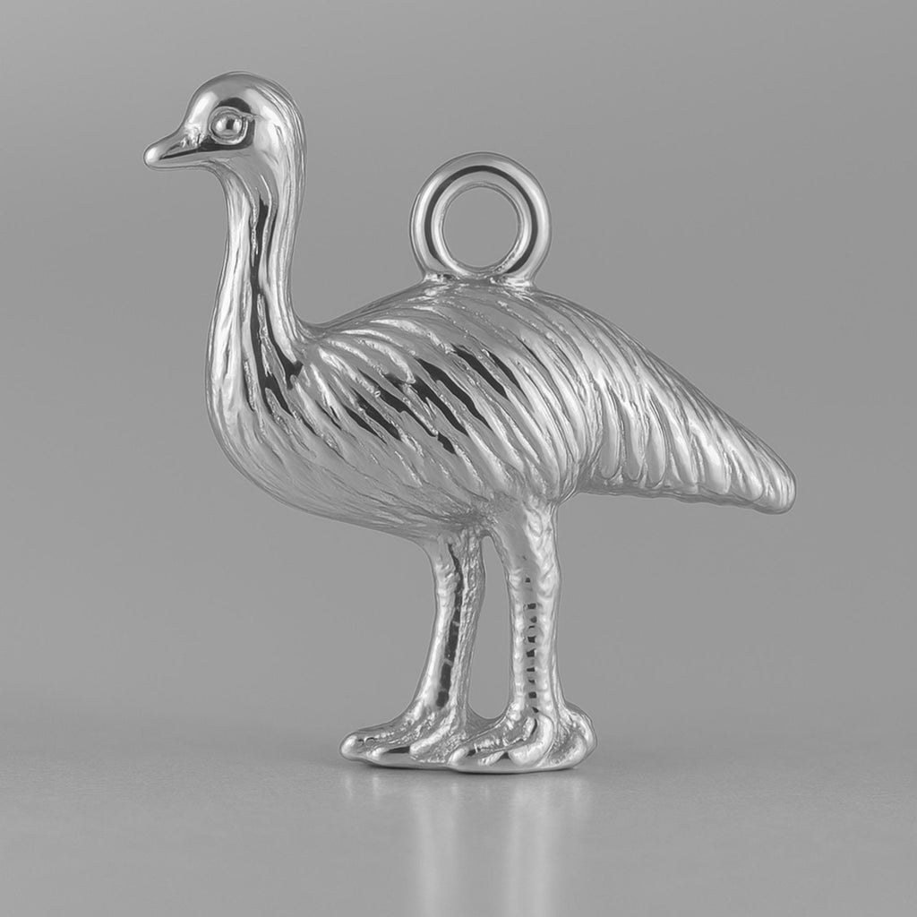9ct White Gold - Australian Emu Charm