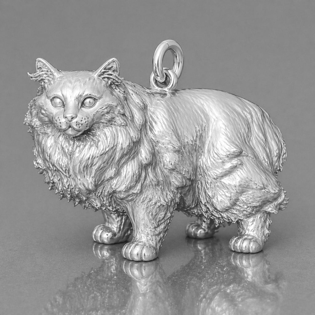 18ct White Gold - Cymric Cat Charm