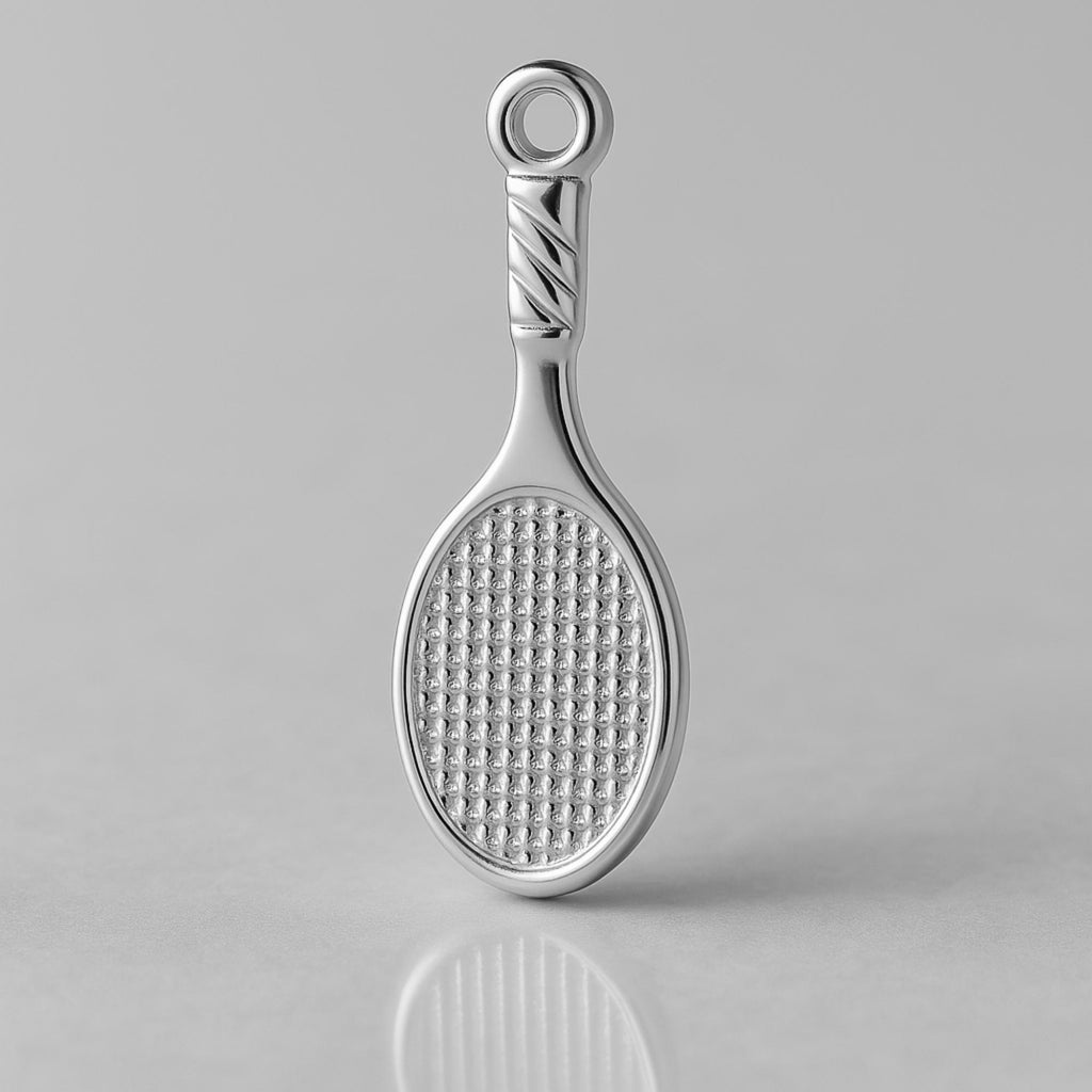 18ct White Gold - Mini Squash Racket Charm