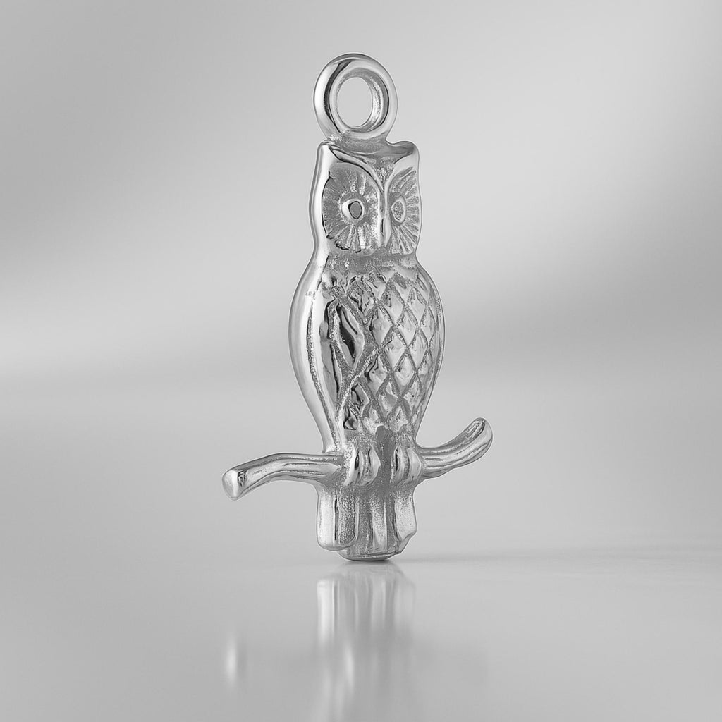 18ct White Gold - Barn Owl Charm