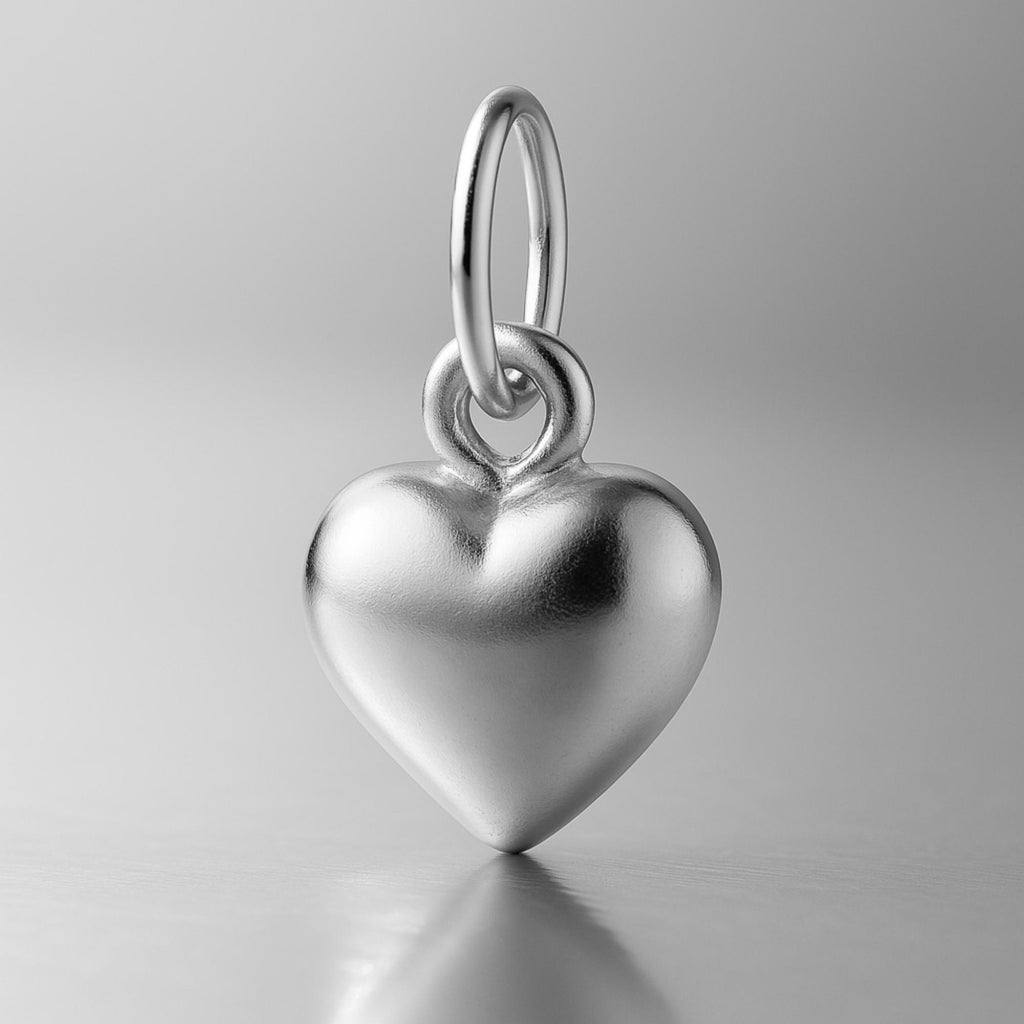 9ct White Gold - Classic Puffy Heart Charm