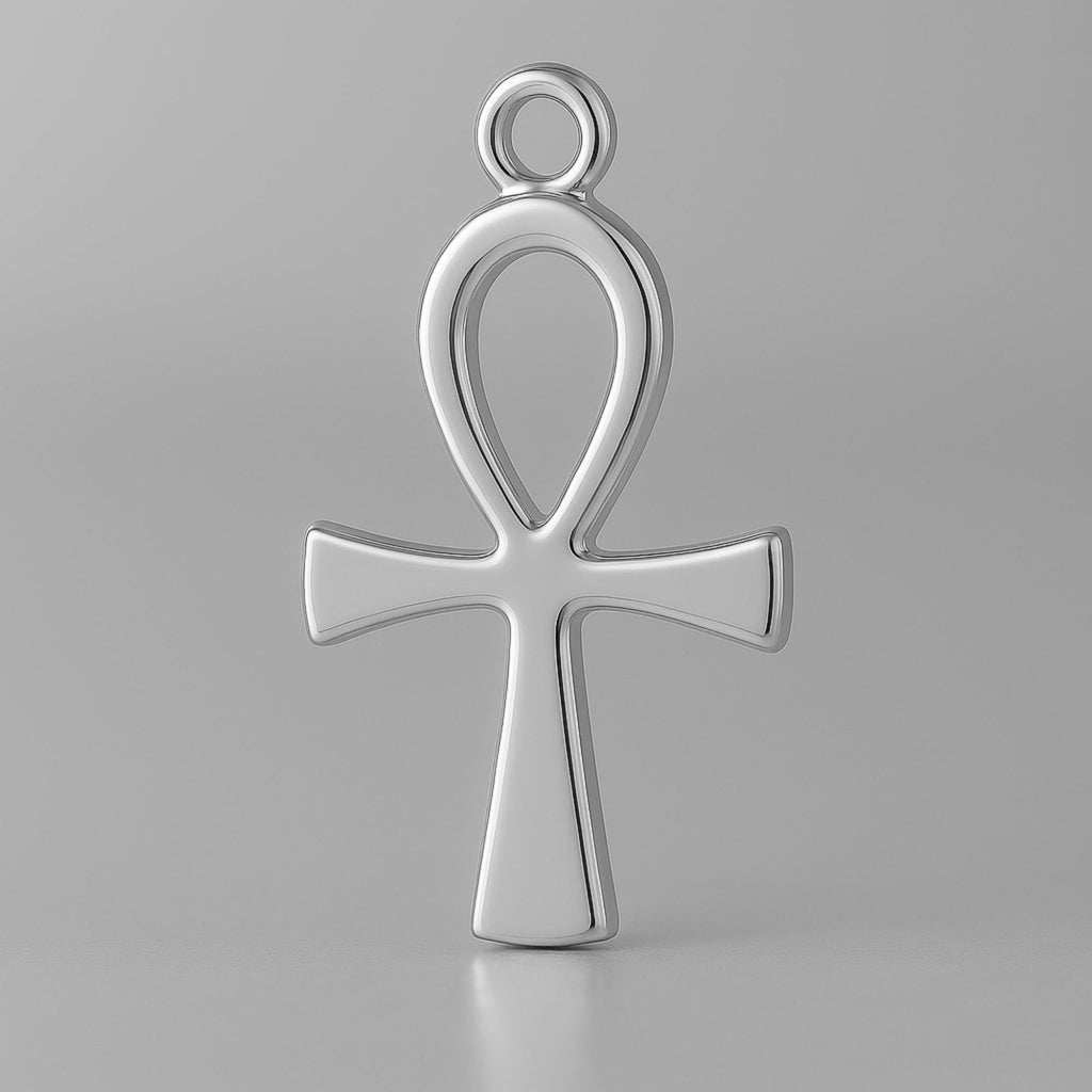 18ct White Gold - Slim Egyptian Ankh Charm