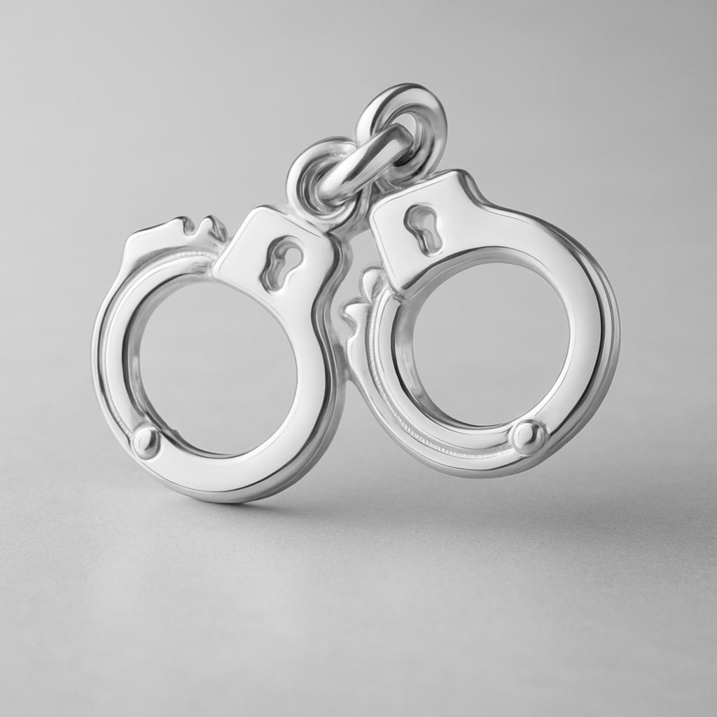 18ct White Gold - Classic Handcuffs Charm