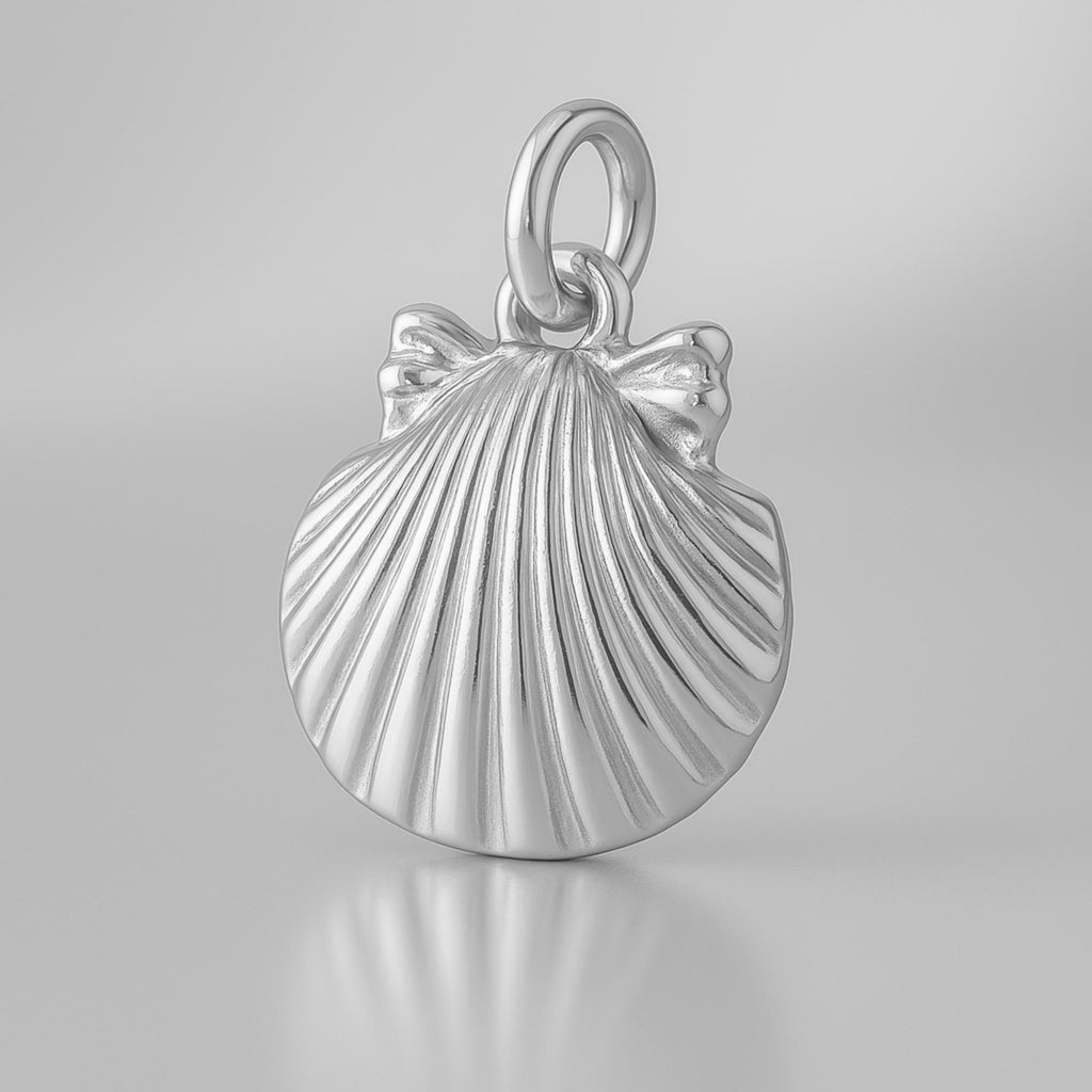 9ct White Gold - Cockle Beach Shell Charm
