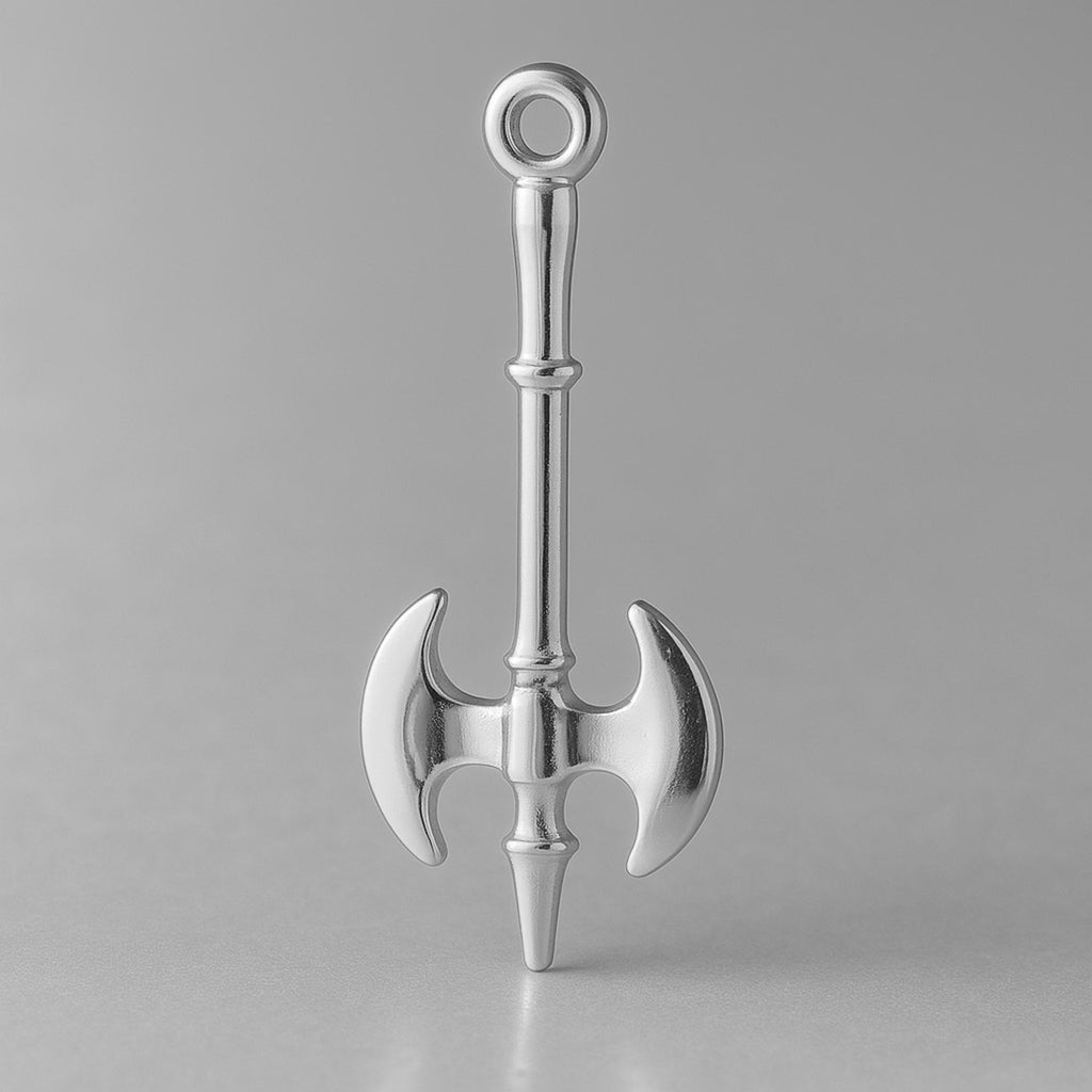 9ct White Gold - Medieval Battle Axe Charm