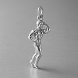 18ct White Gold - Thinking Man Bodybuilder Pose Charm