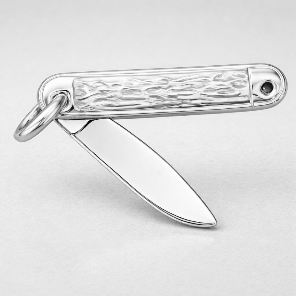 9ct White Gold - Folding Pocket Knife Charm