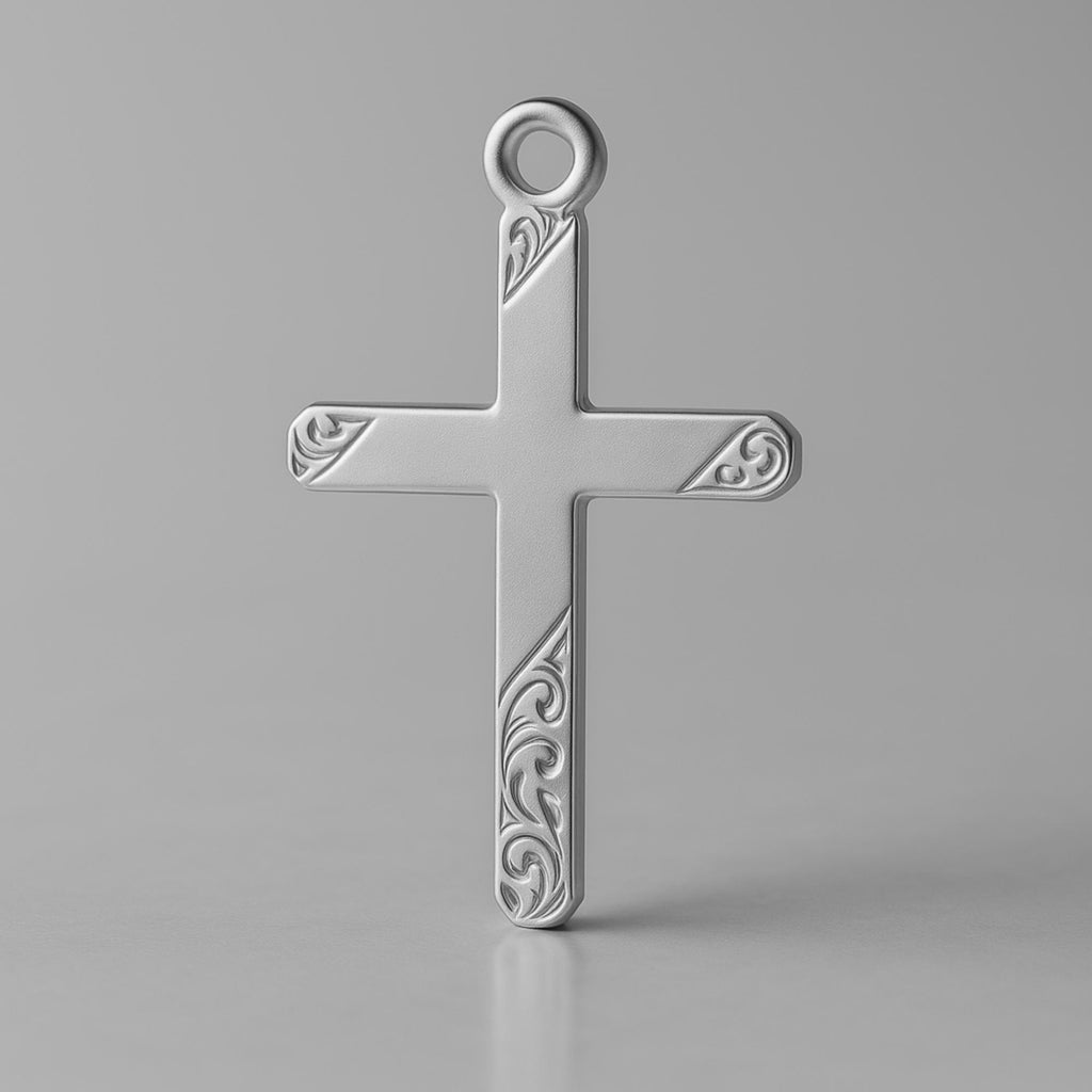 9ct White Gold - Heirloom-Style Crucifix Charm