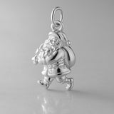 9ct White Gold - Walking Santa Claus Charm