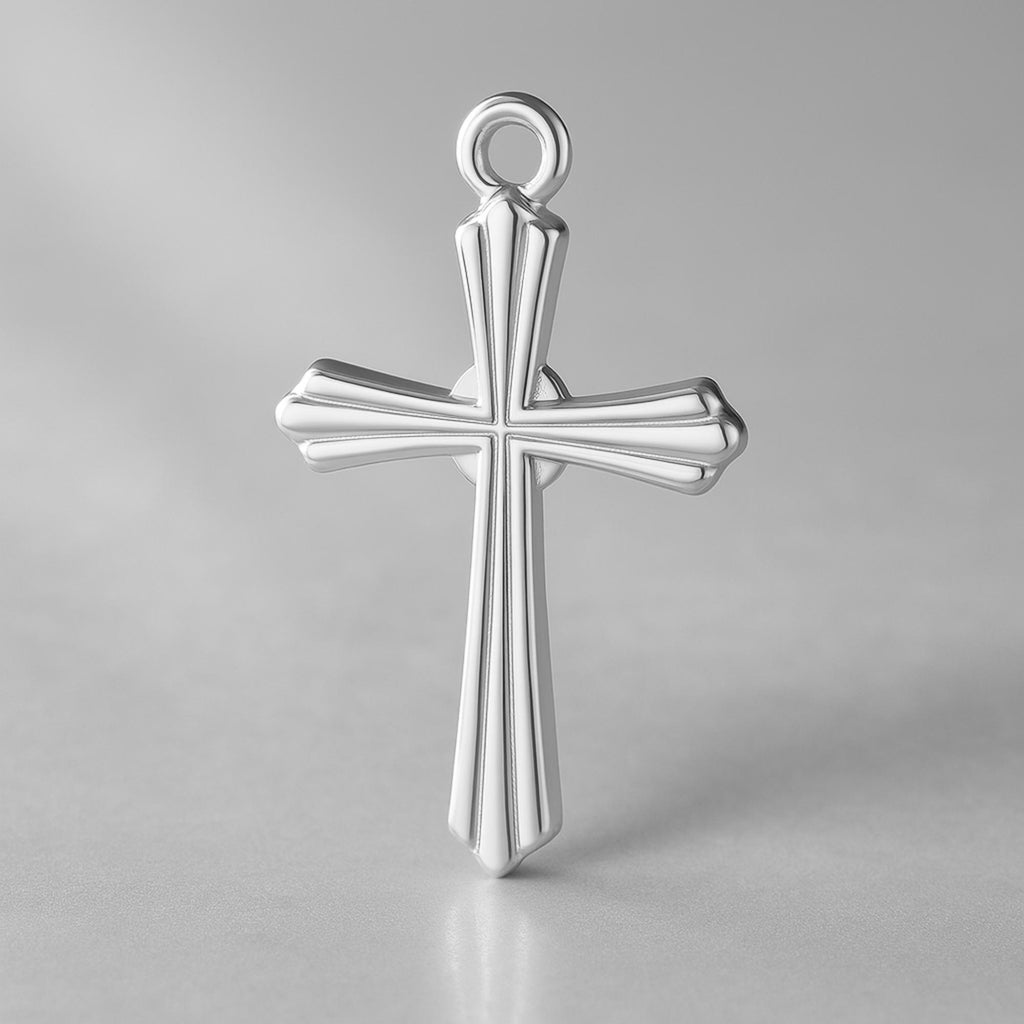 18ct White Gold - Tapered Crucifix Charm