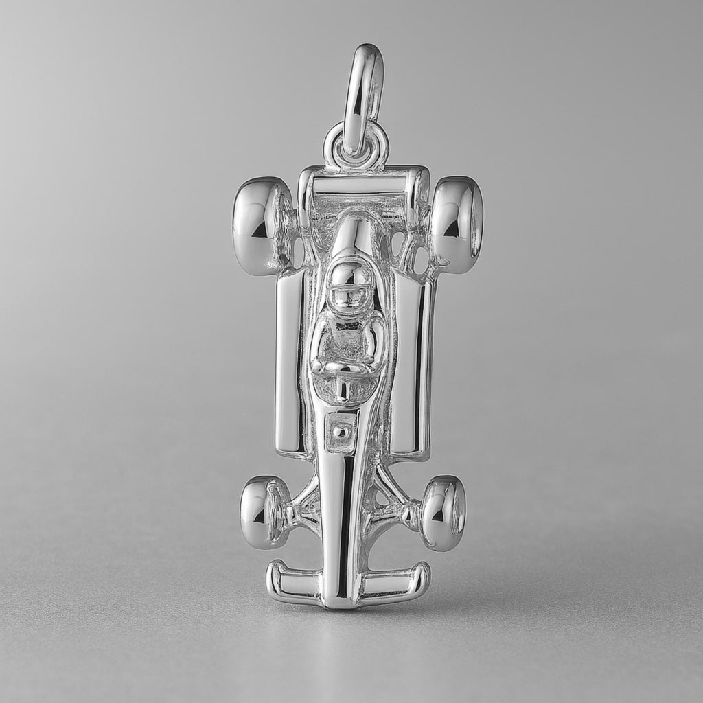 9ct White Gold - Formula 1 Racing Car Charm