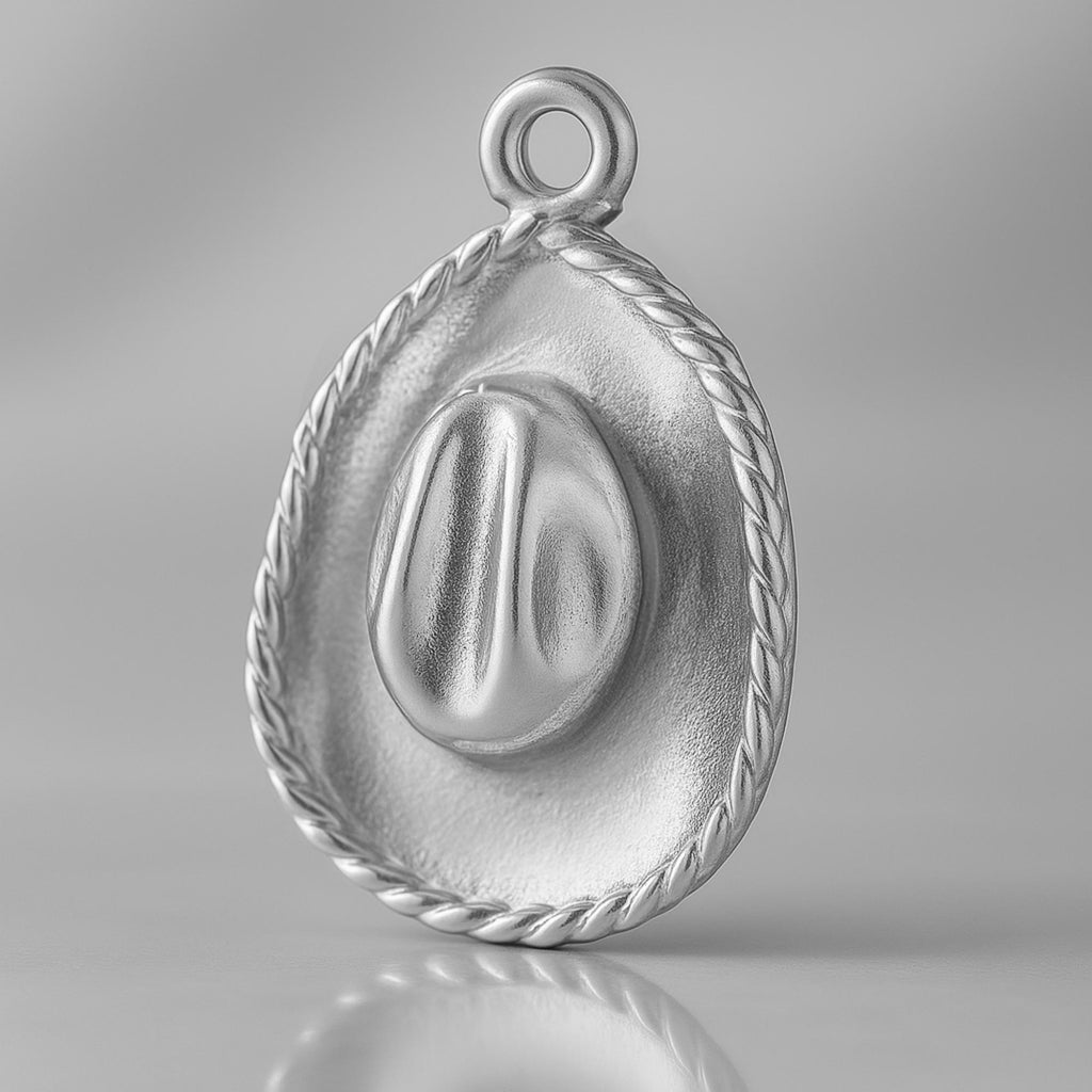 9ct White Gold - Western Cowboy Hat Charm