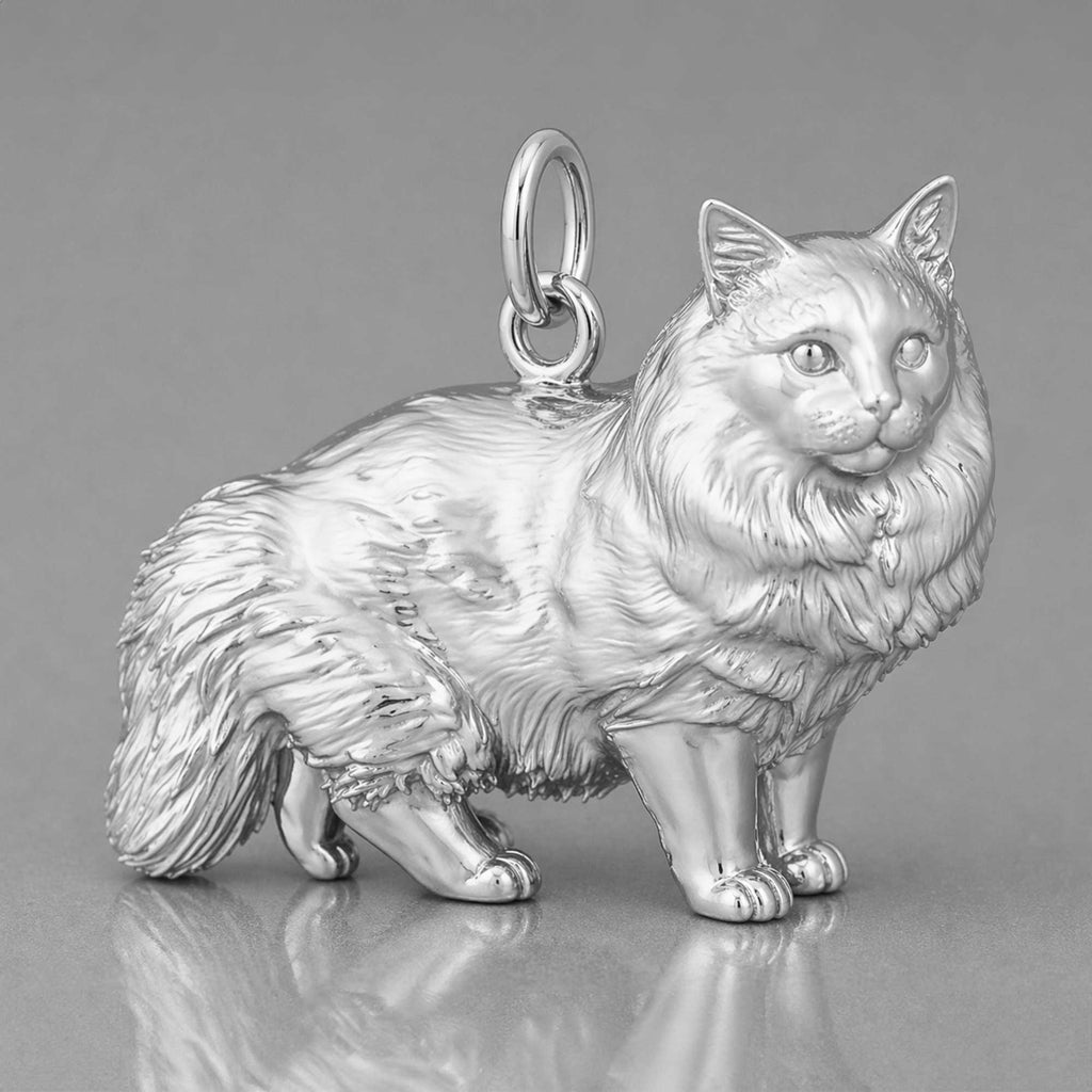 18ct White Gold - Ragdoll Cat Charm