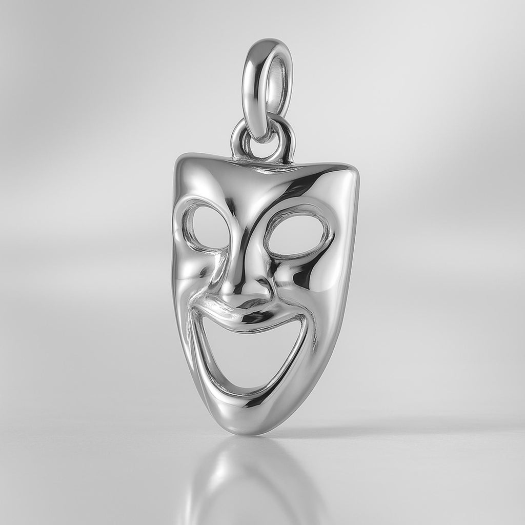 9ct White Gold - Classic Comedy Mask Charm