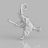 18ct White Gold - Flying Witch Charm