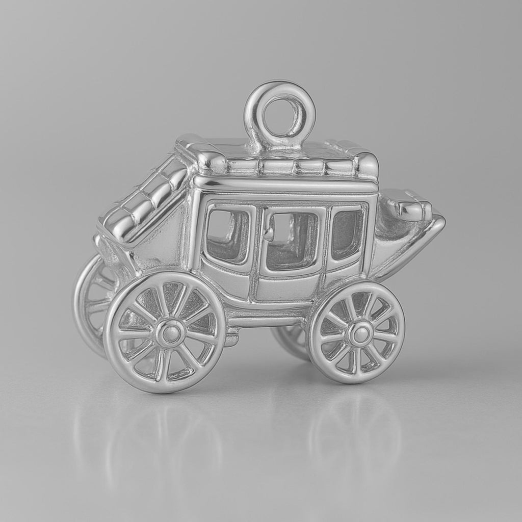 18ct White Gold - Western Stagecoach Charm