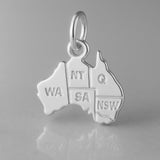 9ct White Gold - Australia States Charm