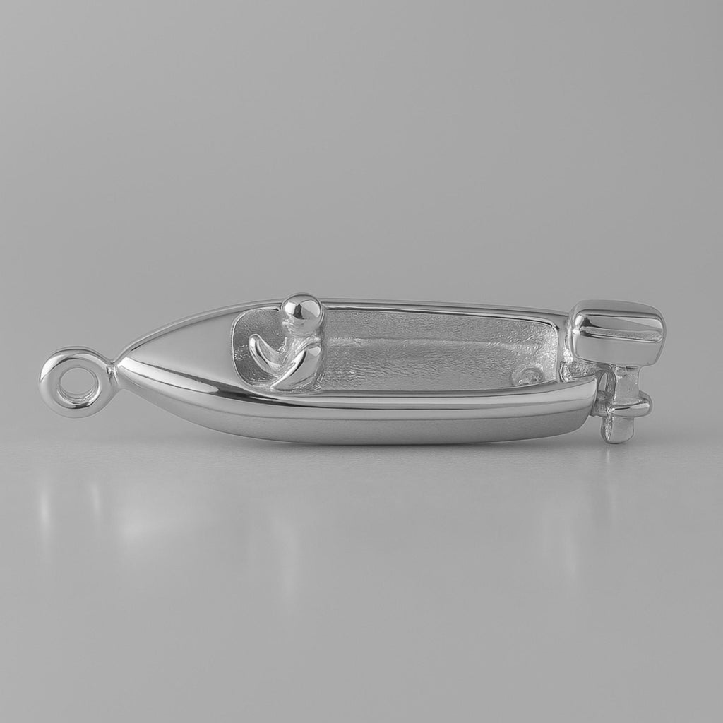 9ct White Gold - Speed Boat Charm