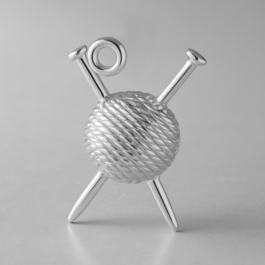 18ct White Gold - Sewing Ball and Yarn Charm
