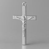 18ct White Gold - Jesus on Ribbed Crucifix Charm