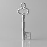 9ct White Gold - Ribbed 21 Castle Key Charm