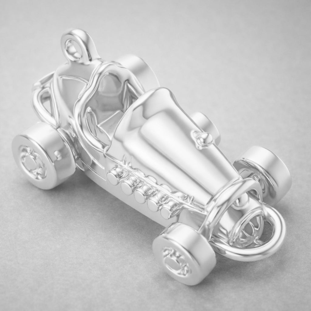 18ct White Gold - Hot Rod Racer Charm