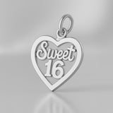 18ct White Gold - Sweet 16 Openwork Heart Charm