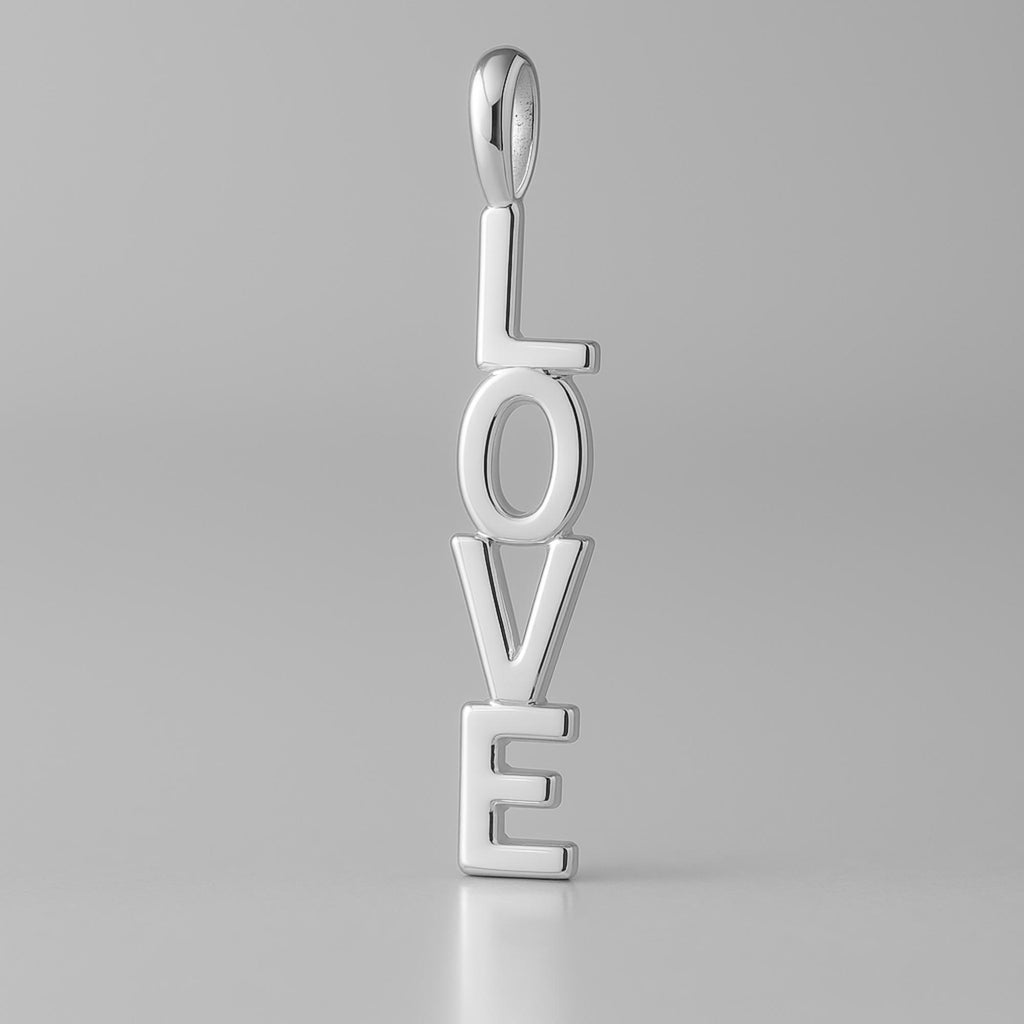 9ct White Gold - Vertical Love Charm