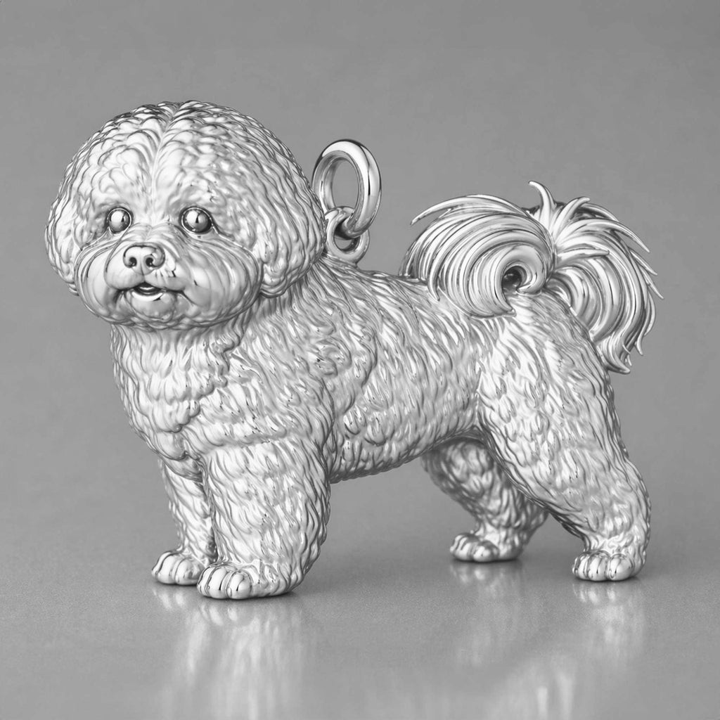 9ct White Gold - Bichon Frise Dog Charm