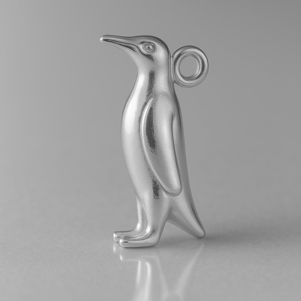 18ct White Gold - King Penguin Charm