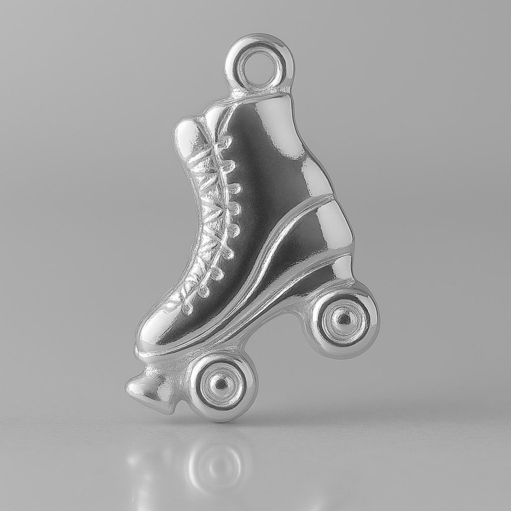 9ct White Gold - Vintage Roller Skate Silhouette Charm