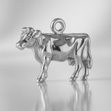 9ct White Gold - Farmyard Dairy Cow Charm