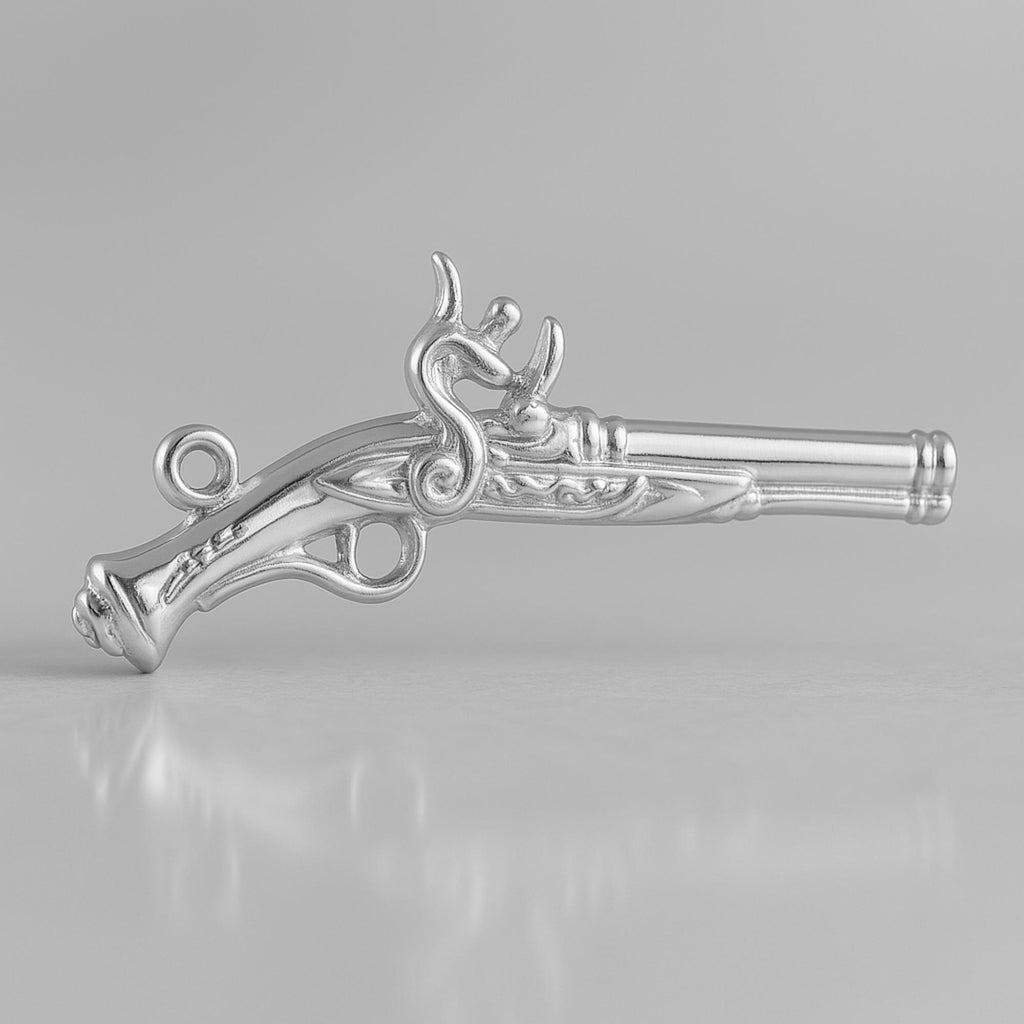 18ct White Gold - Flintlock Pistol Charm