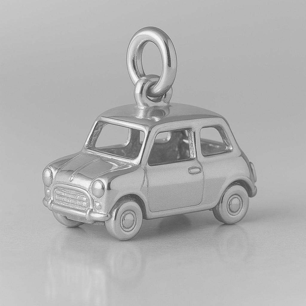 9ct White Gold - Retro Mini Car Charm