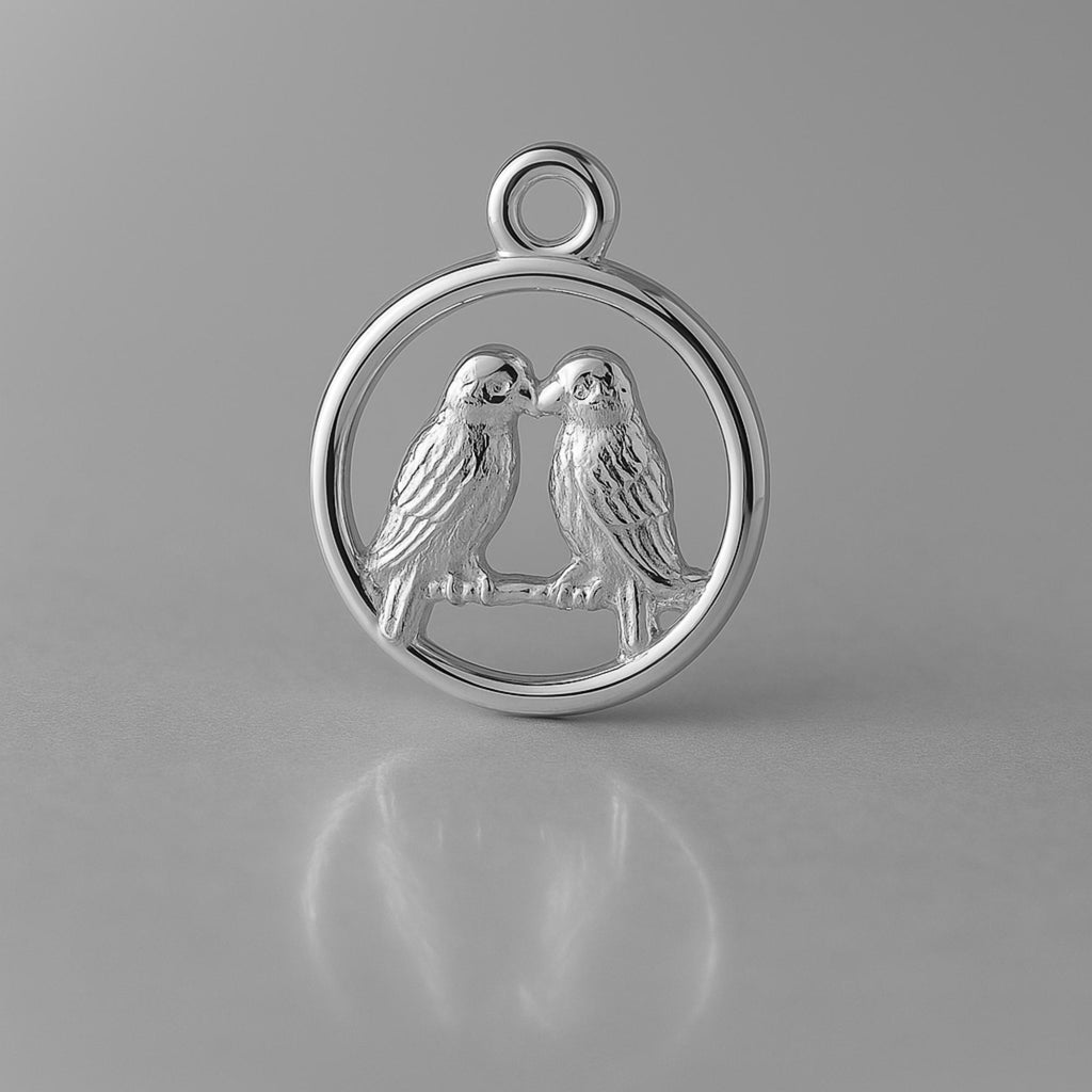 9ct White Gold - Lovebirds Amulet Charm