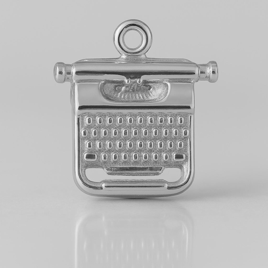 9ct White Gold - Classic Typewriter Charm