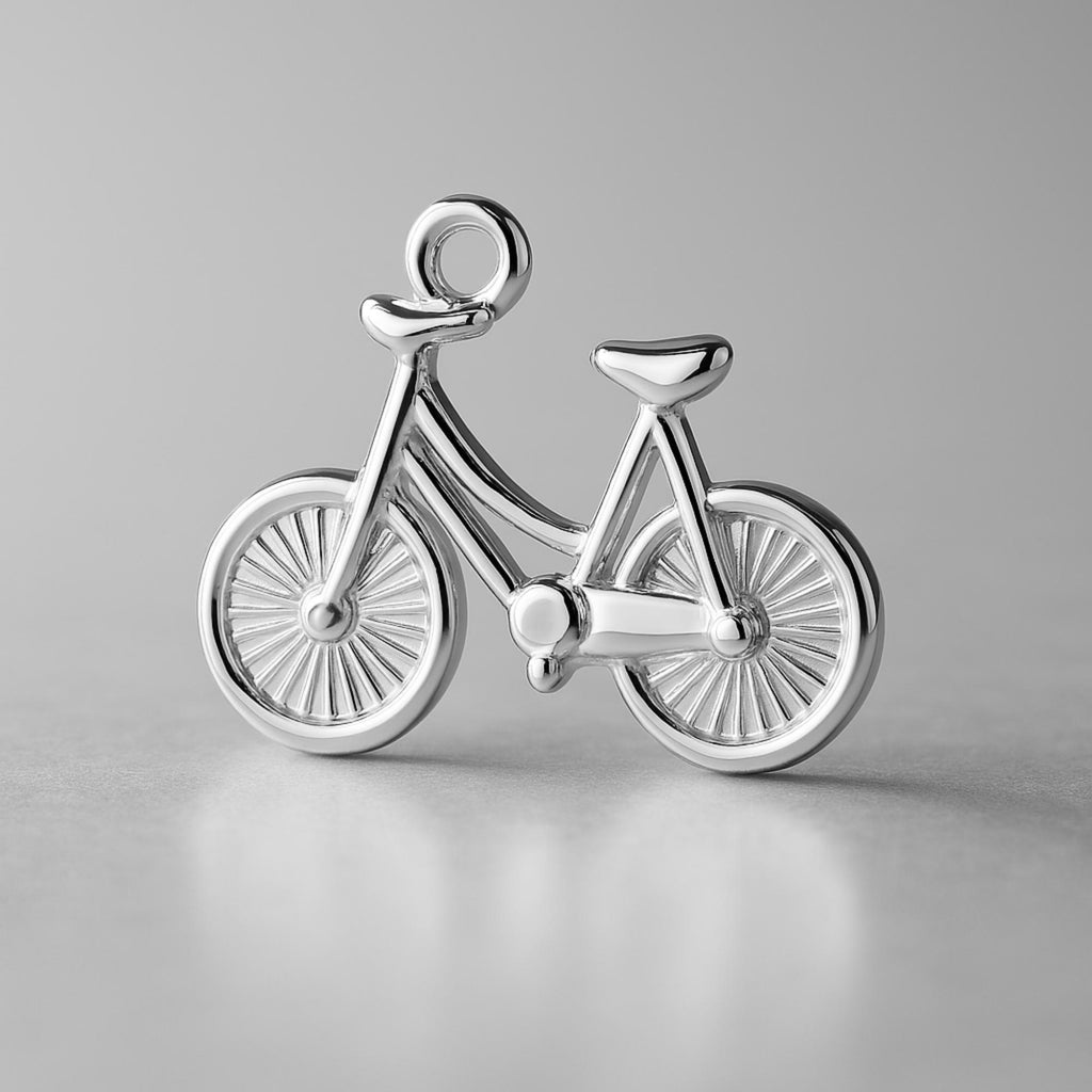 9ct White Gold - Mini Bicycle Charm