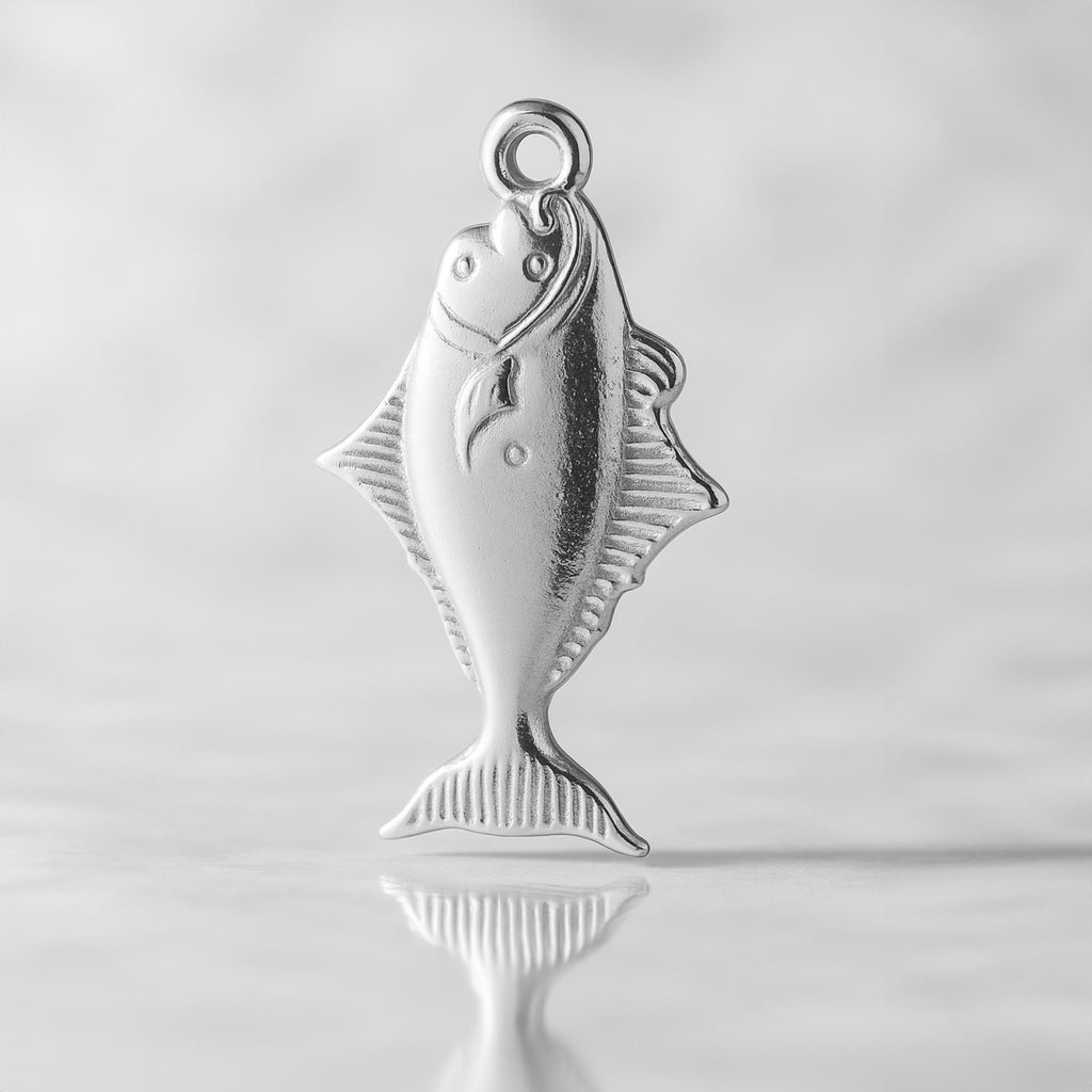 9ct White Gold - Flounder Fish Charm