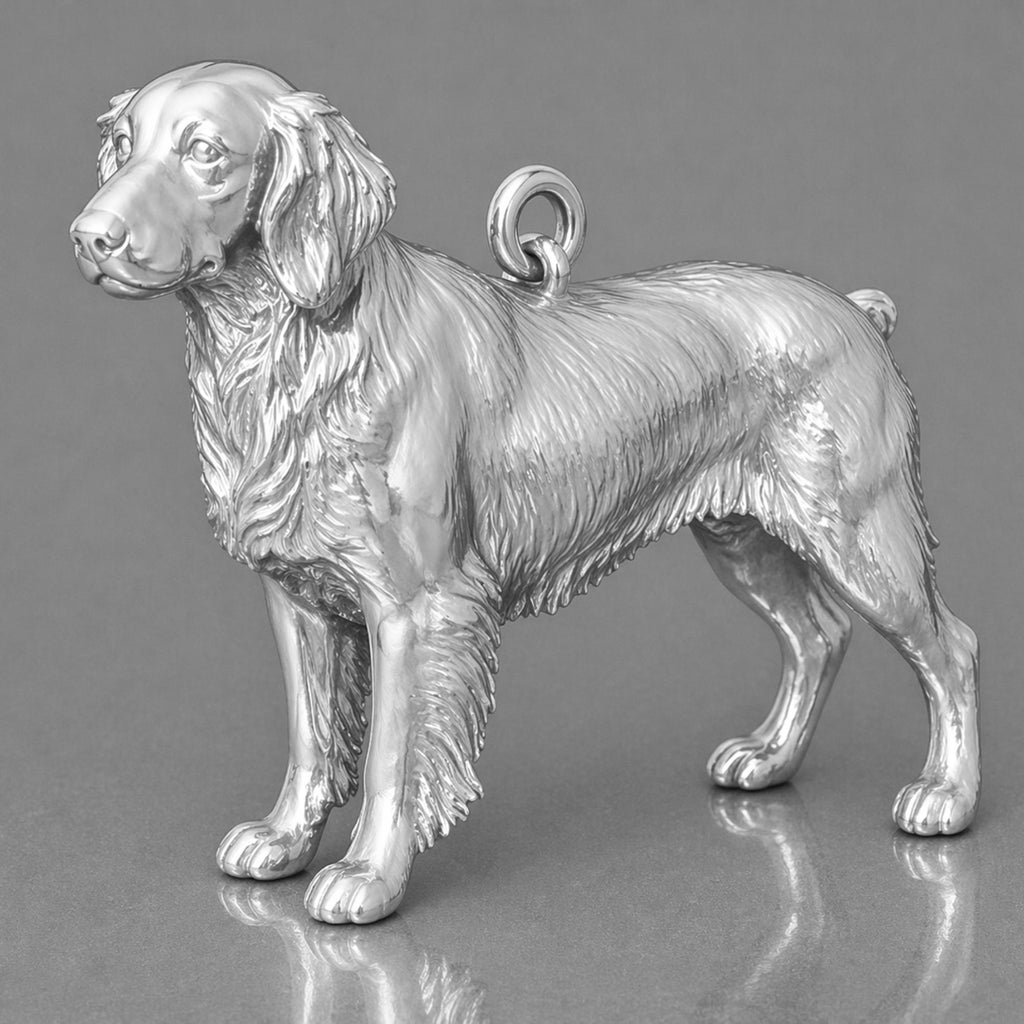 18ct White Gold - Brittany Spaniel Dog Charm